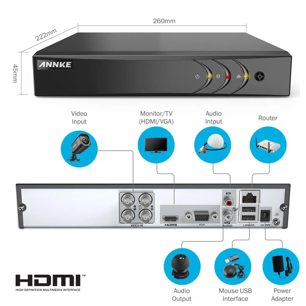 ANNKE 4CH 1080P litectv система 1080P DVR комплект 4 шт. 2.0MP Наружные камеры безопасности Система ИК ночного видеонаблюдения комплект