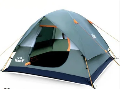 Cheap free shipping hot sale 3-4 person double layer 1 bedroom heavy rain three-season camping inflatable lawn equipment tent H-1130