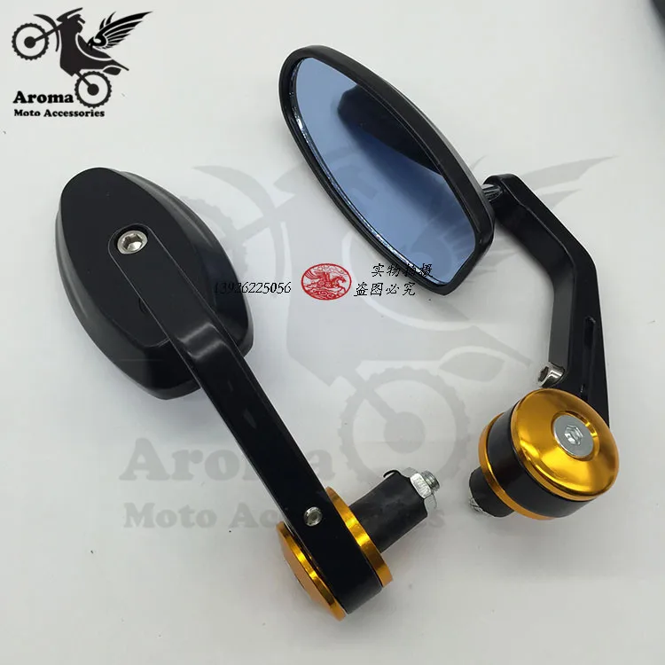 Best 2016 new motorcycle rearview mirror gold motorbike handlebar mirrors 22mm moto Bike Crusier Chopper ATV motocross unviersal hot