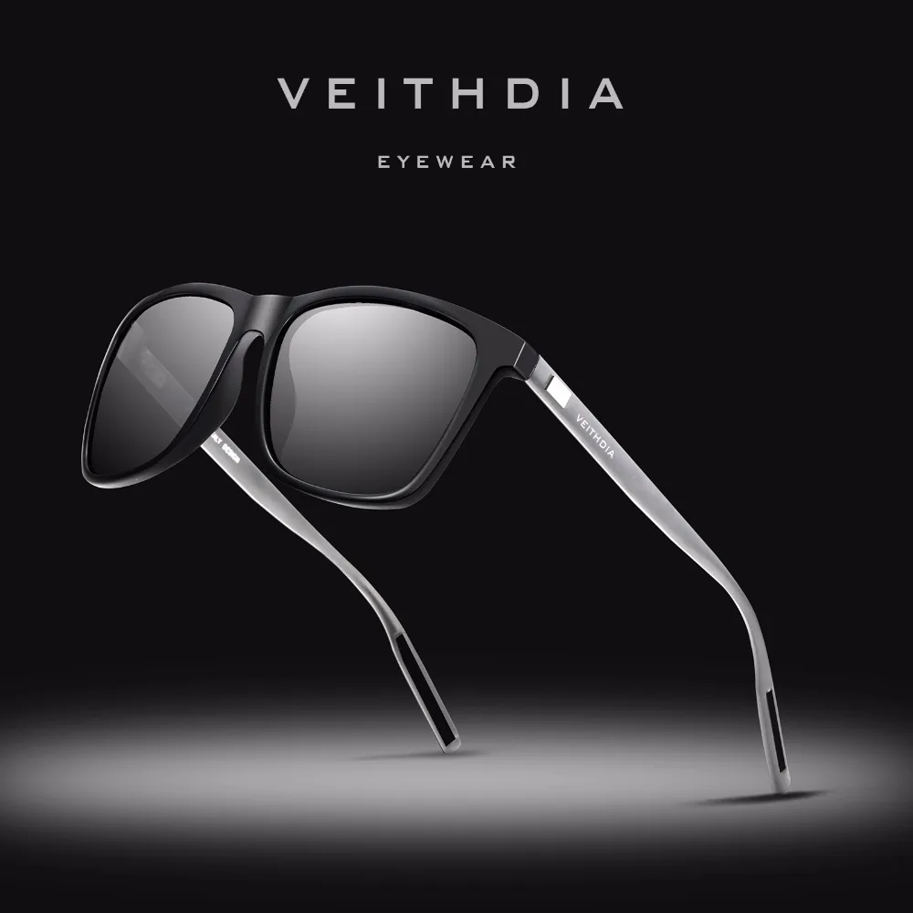 Comprar VEITHDIA Original marca diseñador Unisex aluminio + TR90 gafas de sol polarizadas lentes Vintage gafas de sol para hombres mujeres gafas VT6108