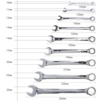 

Dual-use Wrenches 9pcs/lot 6-22mm Combination Spanner Set Mirror Wrench for Household Installation / Maintenance