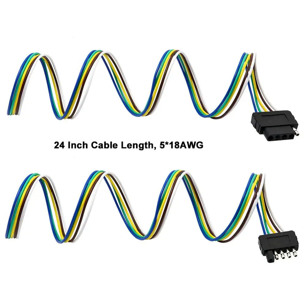 Tirol 5 Pin Плоский буксирный Канат набор прицепа свет проводки 5* 18AWG 2" пучок-удлинитель штепсельная вилка и розетки для морских караванов T25566b