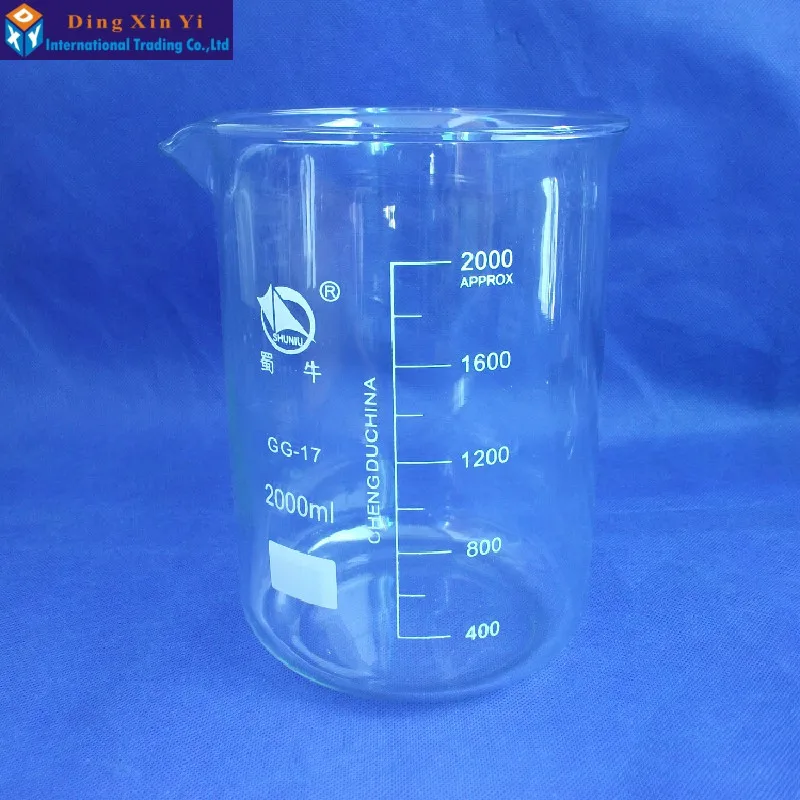 SHUNIU Glass beaker 2000ml,Lab beaker 2000ml,Low form with graduation