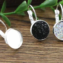 12 мм 10 шт светло-посеребренные серьги во французском стиле, пустые/Базовые, подходят для 12 мм стекла Cabochons, кнопки; серьги без бретелей(L3-14