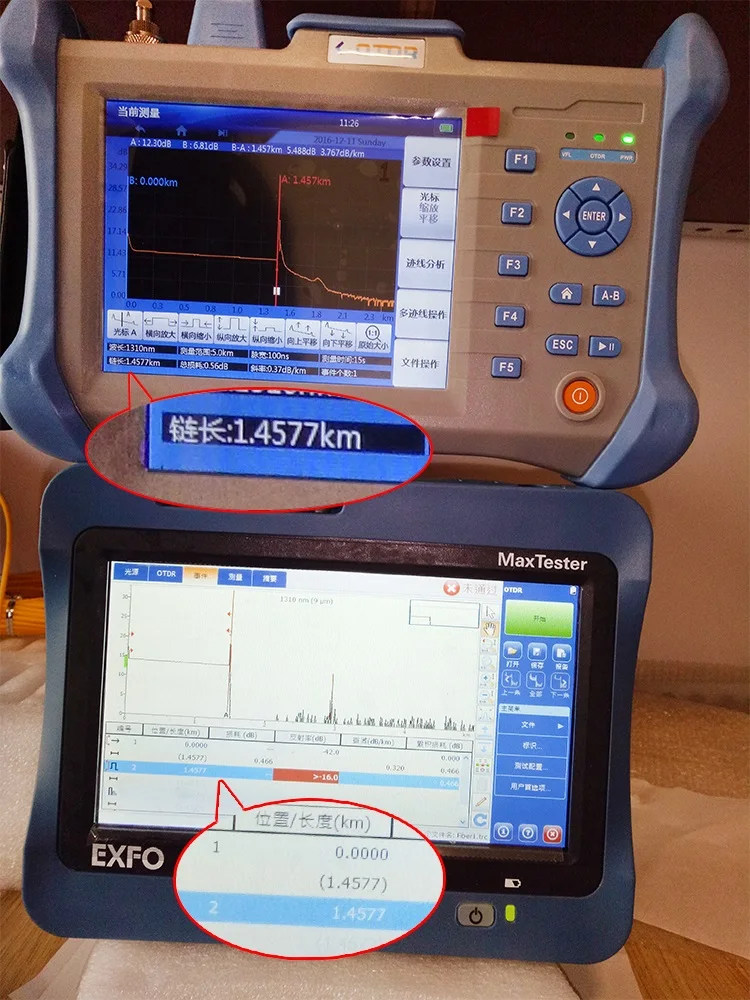 Многомодовый 850/1300nm 21/19dB встроенный VFL оптический рефлектометр Волокно-оптический рефлектометр