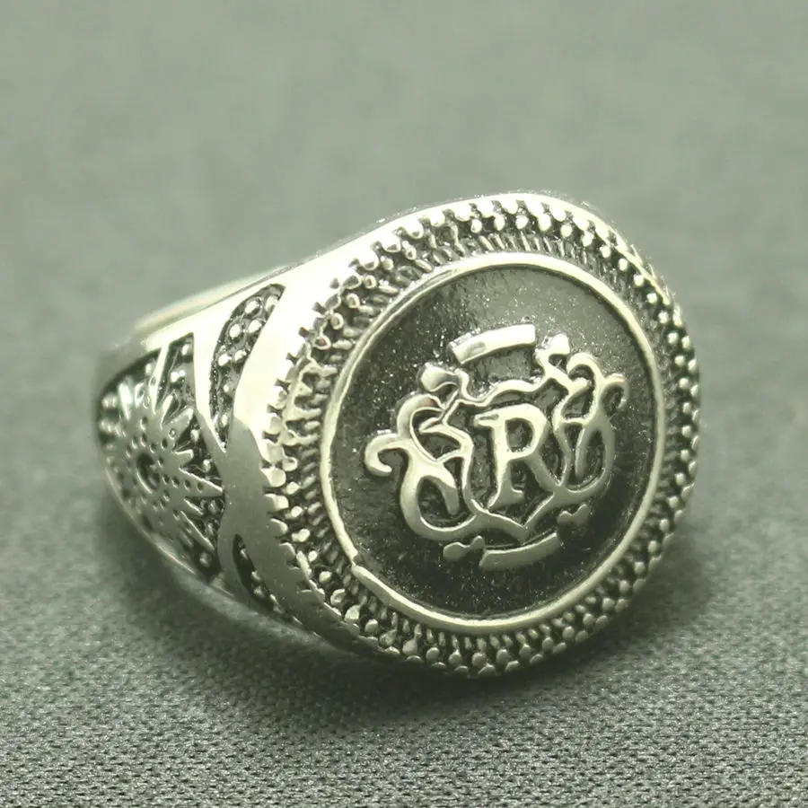 Mens Boys 316L Stainless Steel R Letter Round Cool Ring Free Shipping