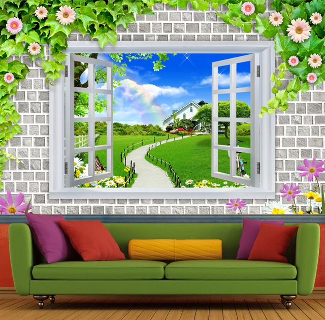 Custom 3d Photo Wallpaper Green Wallpaper Mural Artistic Background  Wallpaper 3d Tv Sofa Window Garden Wallpaper - Wallpapers - AliExpress