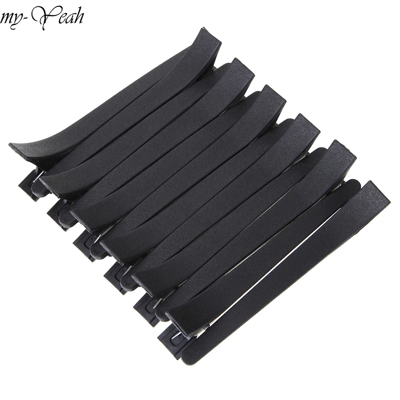 12Pcs/Set Black Hair Clips Frosted Alligator Hairdressing Section Clips Single Prong Hair Clamp