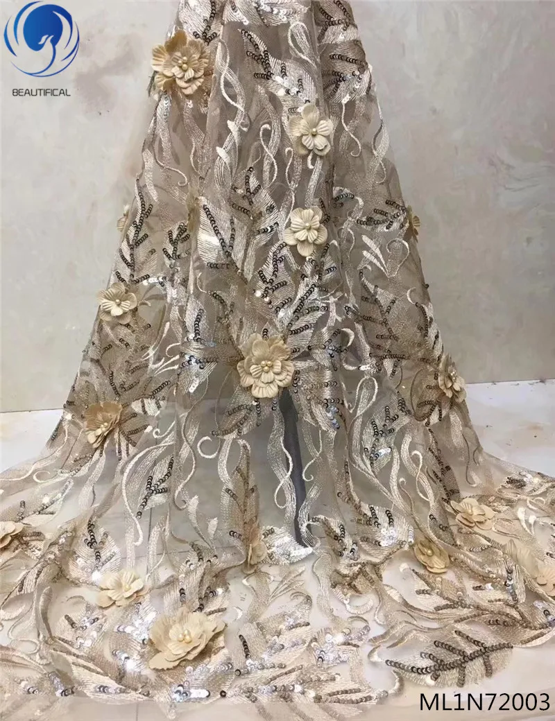 Красивая африканская кружевная ткань свадебное 3d кружево с блестящими блестками