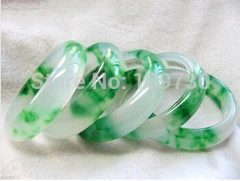 

hot sell90937 WHOLESALE 5PCS CHINESEN GREEN DOT JADE(JADEITE) BANGLE / BRACELET