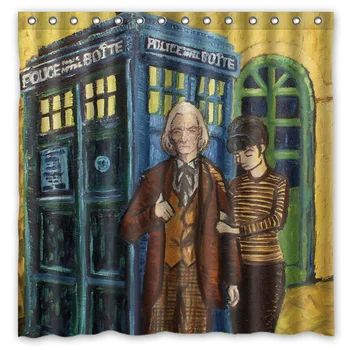 

2016 DIY Bath Curtain!Tardis of Doctor Who &Vincent Van Gogh Work Printed Waterproof Polyester Shower Curtain(Size:180X180CM)