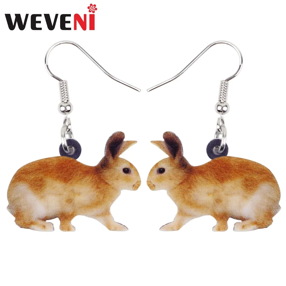 

WEVENI Acrylic Lovely Rabbit Hare Earrings Drop Dangle New Long Anime Wild Animal Jewelry For Women Girls Teens Wholesale 2018