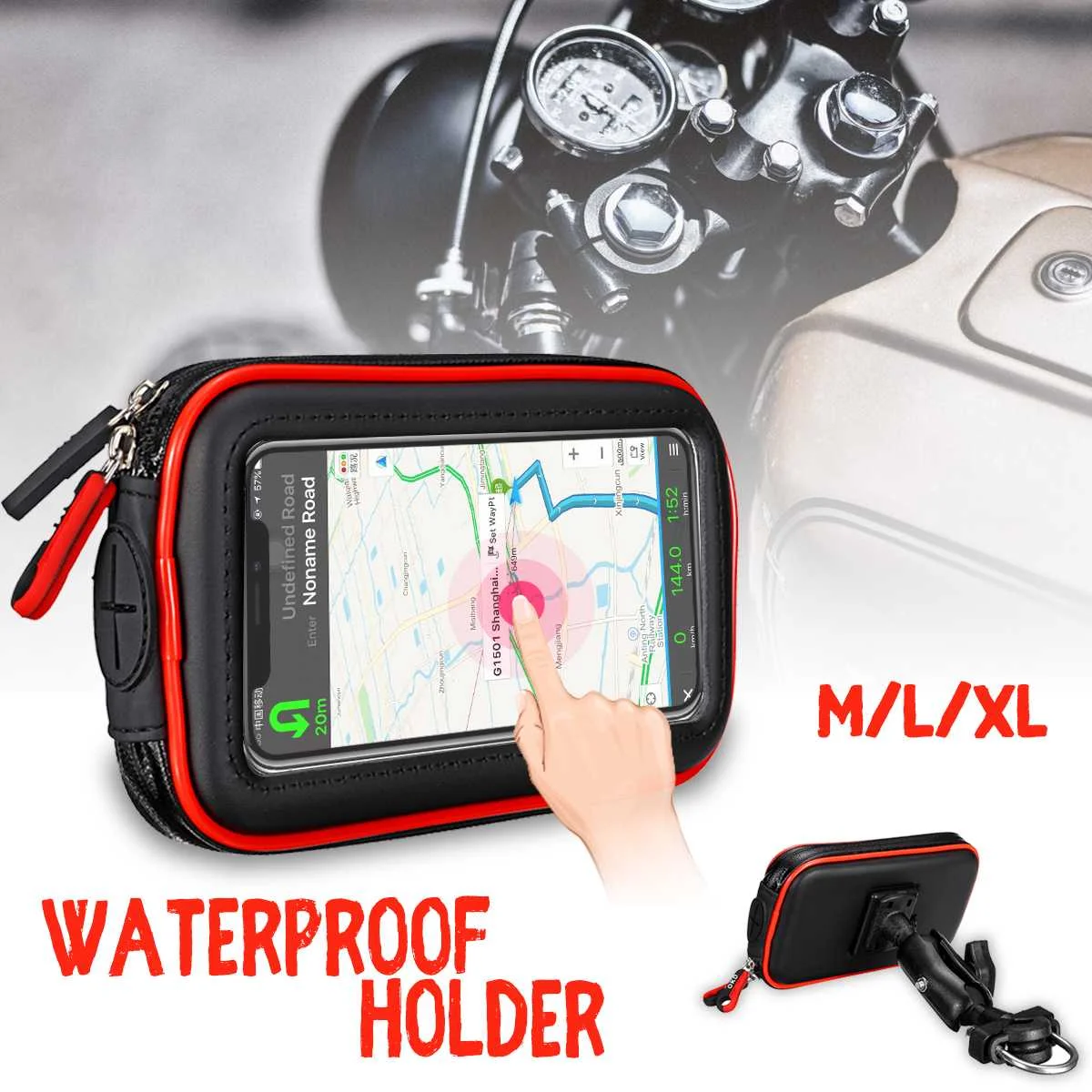 

360 Degree GPS Motorcycle Waterproof Bag Bicycle Phone Holder Adjustable Handlebar Support Electric Moto Mount with Card Slots