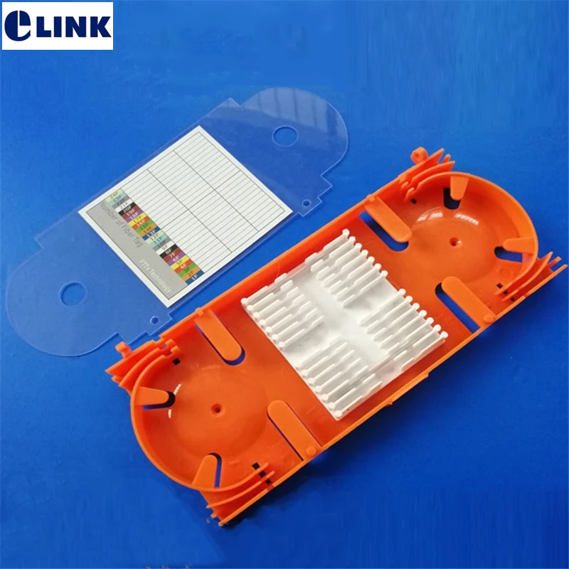 12 cores fiber splice tray red holder inside high quality ftth cassette splice tray used in outdoor indoor patch panel 20pcs 24 cores fiber splice tray high quality ftth optical plastic fusion cassette splice tray orange factory sales ELINK 10pcs