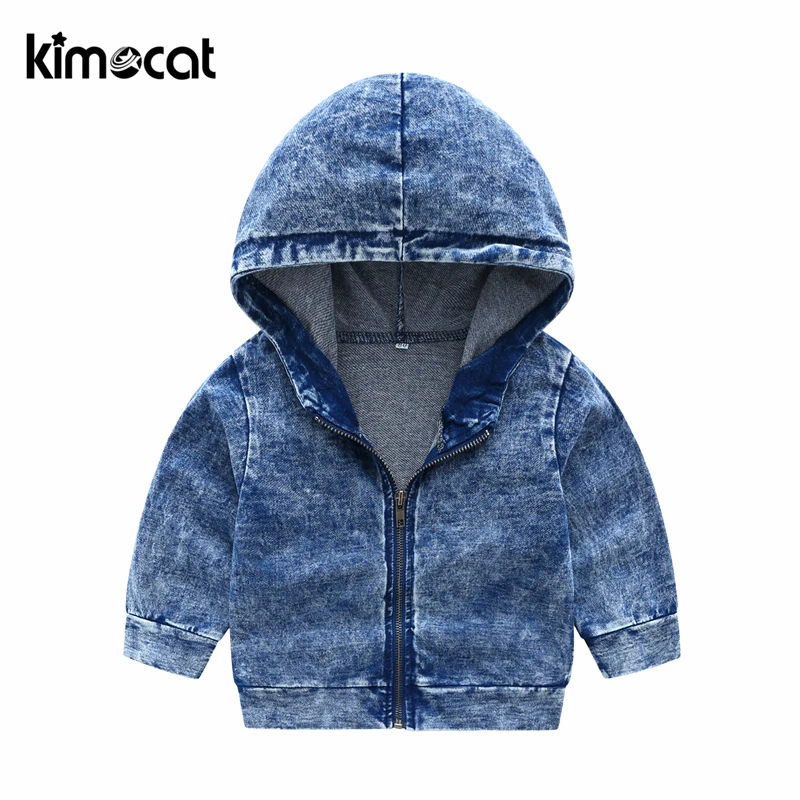 Goede Kimocat Nieuwe Aankomst Herfst En Lente Lange Mouw kinderen Hooded Knit Denim Pak Jongen Kleding Sets Peuter Trainingspak sets