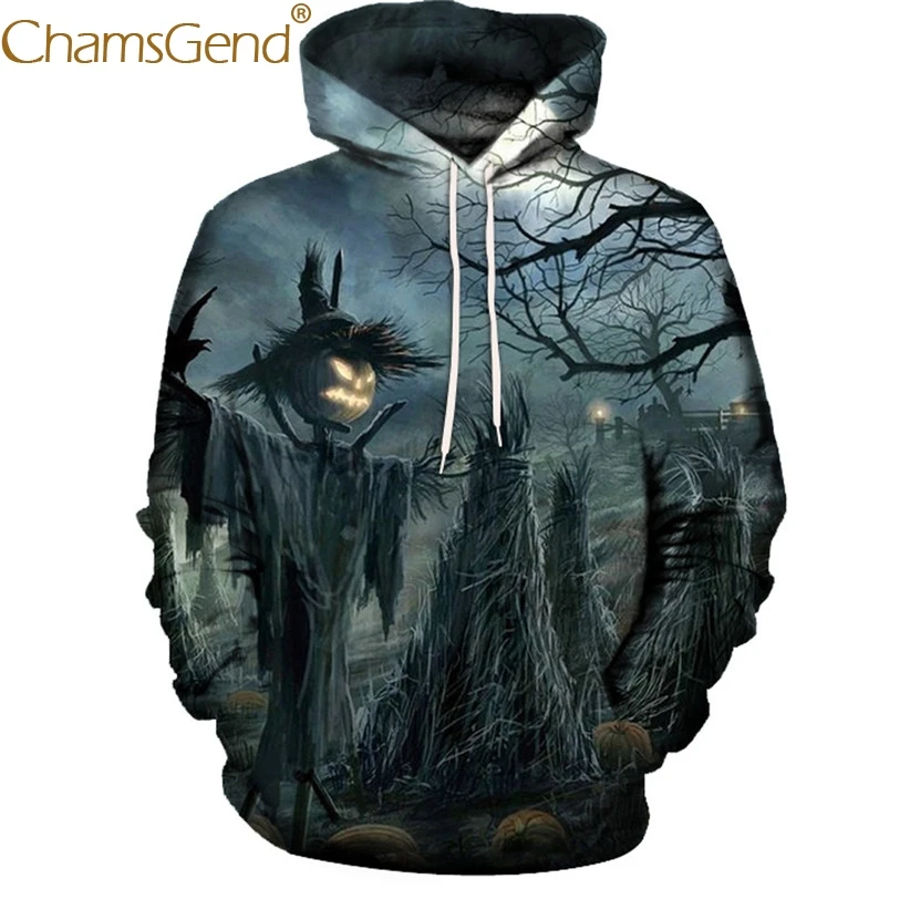 Free Shipping 3D Scary Halloween Hoodies Sweatshirts with Pocket Women