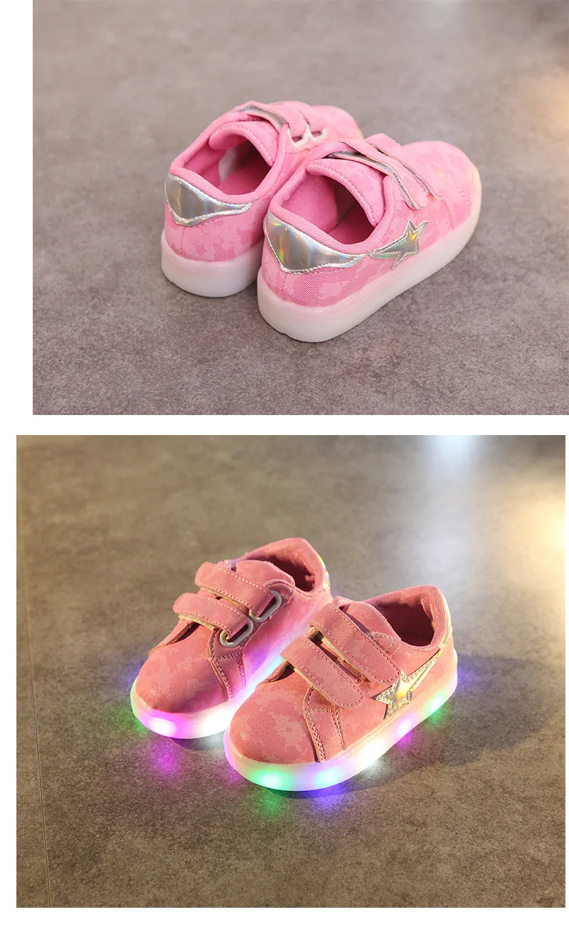 Светящаяся детская спортивная обувь со светодиодной подсветкой; обувь кроссовки для мальчиков и девочек; спортивная обувь; цвет розовый, черный; размеры 21-30