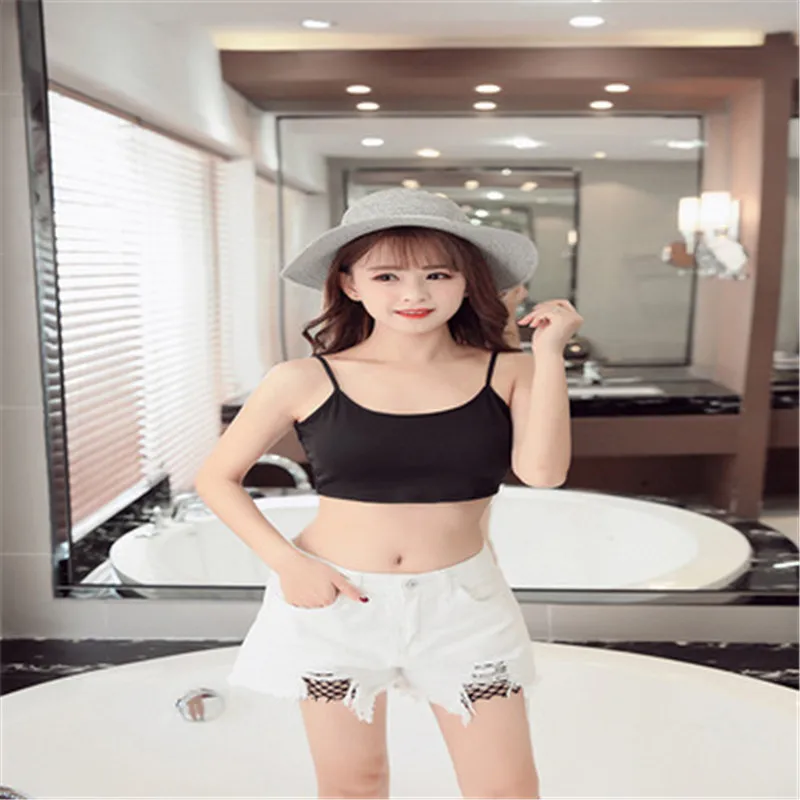 

2019 Summer Women's Solid Sexy Lace Camisole Bottoming Shirt Tank Top Sweet Short Crop Tops Bottoming vest Streetwear
