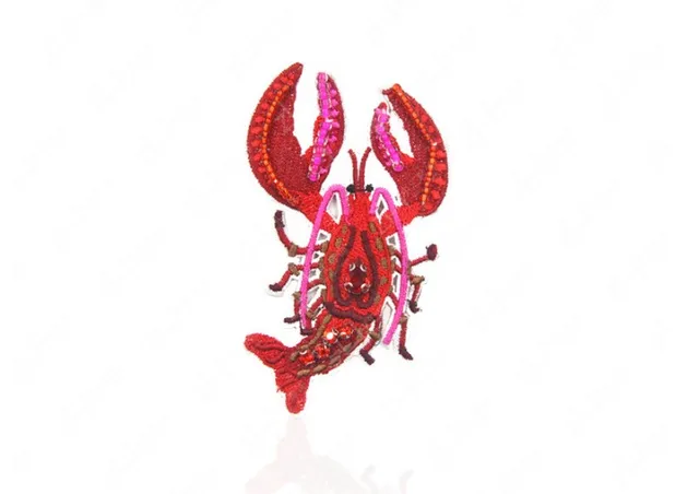 Zgtglad 1pcs rhinestone shrimp crab shellfish embroidery patch beading Zgtglad 1pcs rhinestone shrimp crab shellfish embroidery patch beading