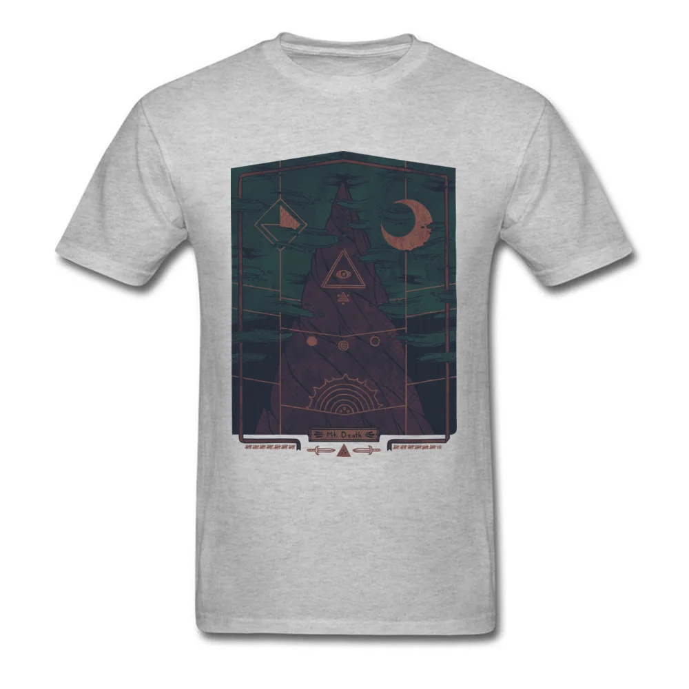 Mount Death T-Shirt Short Sleeve Family Men's Thanksgiving Day Tops Shirt Printed On T Shirt Round Collar 100% Cotton Fabric Mount Death grey