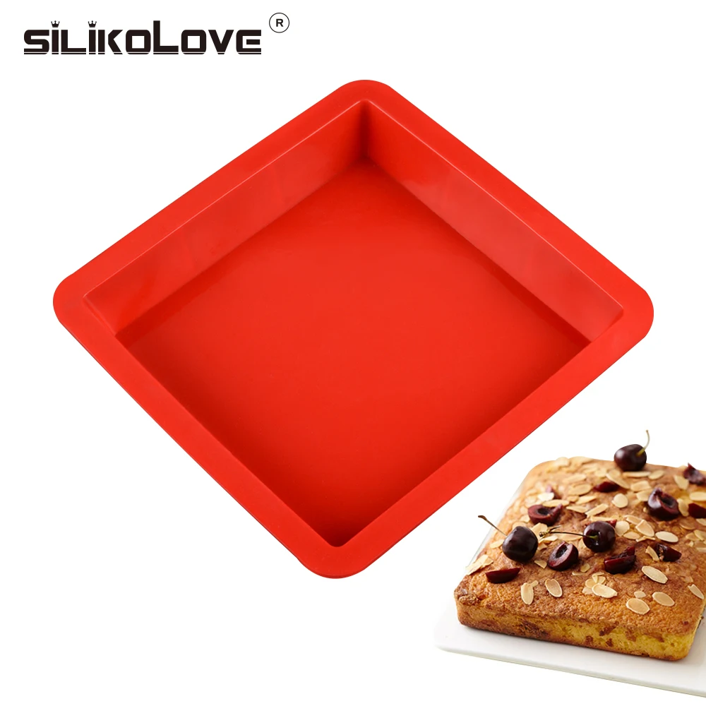 SILIKELOVE Non-Stick Square Silicone Baking Pan Cake Mold 3D Dish Cakes Form Tray For Oven,Safe Material, SILIKELOVE Non-Stick Square Silicone Baking Pan Cake Mold 3D Dish Cakes Form Tray For Oven,Safe Material,