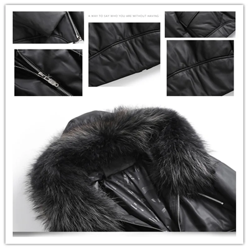 Raccoon Fur Hooded Sheepskin Down Jacket Fur Collar Short Coat Direct Sales Pure Black Basically Versatile Short Design Jackets