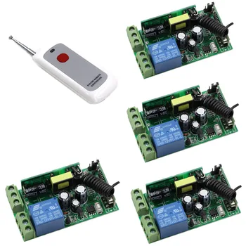 

AC 110V 220V 230V 250V 1CH Wireless Remote Control Lighting Switch System 4pcs Receivers +One Button Digital Remote Controller