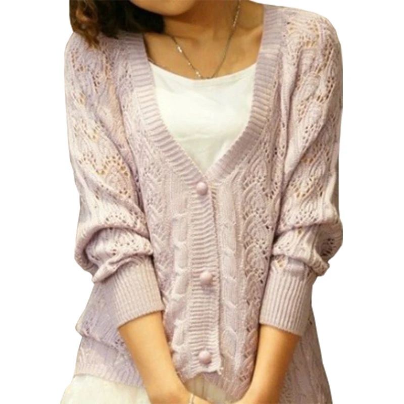 

Spring Autumn Coat New Cardigan women's Sweet Loose Big Yards Hollow Bat Sleeve Knit Sweater Smock Pull Femme Vestidos LXJ084