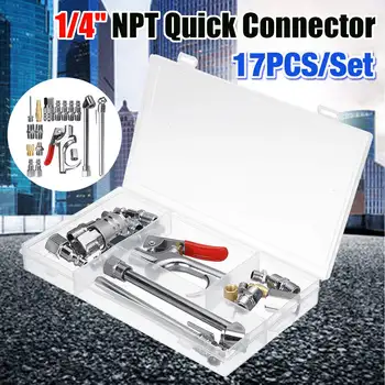 

17PCS High Performance Iron 1/4'' NPT Quick Coupler Connector For Compressor Tools Set Fitting Pneumatic Tool Part USA Style