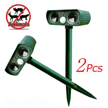 

New Rechargeable Solar Power IPX4 Ultrasonic PIR Pest Animal Repeller Garden Cat Dog Scarer Control For Outdoor