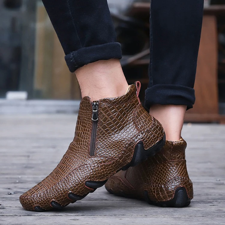 Mens Boots Winter New British Style Fashion Boot Shoes For Men Casual Boots Slip-On Design Ankle Boots