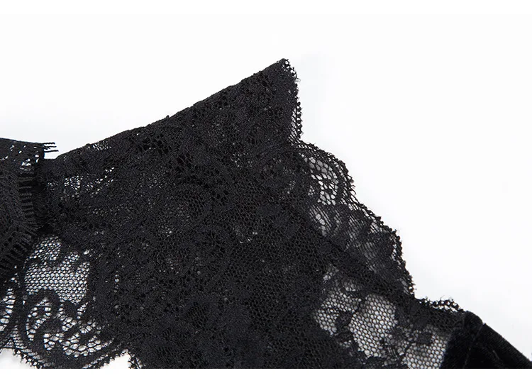 Для женщин сна Топ черный велюр кружева Hollowed на спине элегантные пикантные v-образным вырезом наивысшего качества пижамы