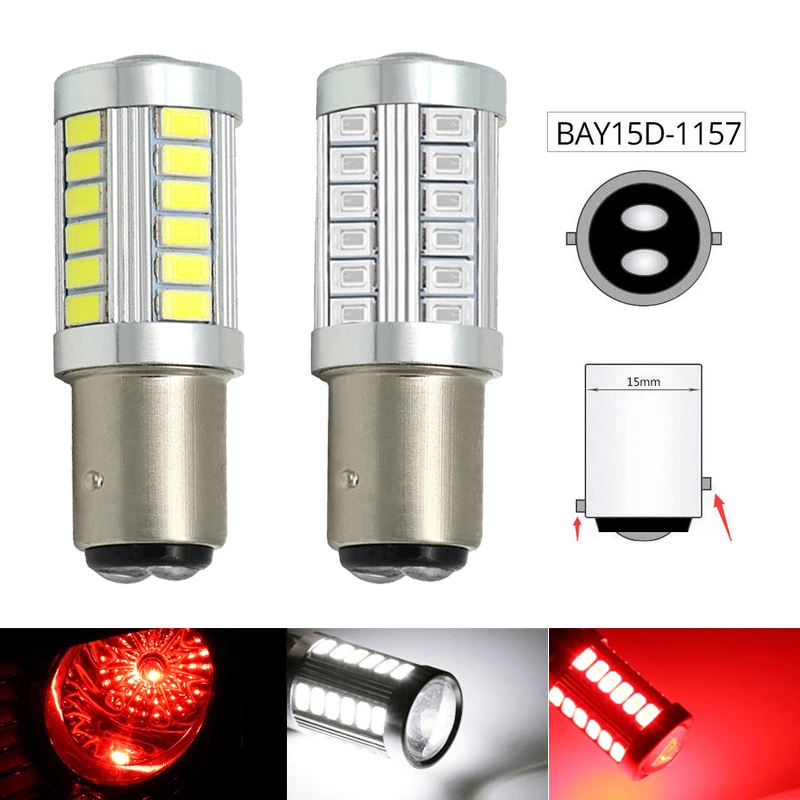 

Niscarda 2x P21W Car LED Signal Light BAY15D 1157 33SMD Auto LED Tail Lamp Brake Reverse Bulb Red White