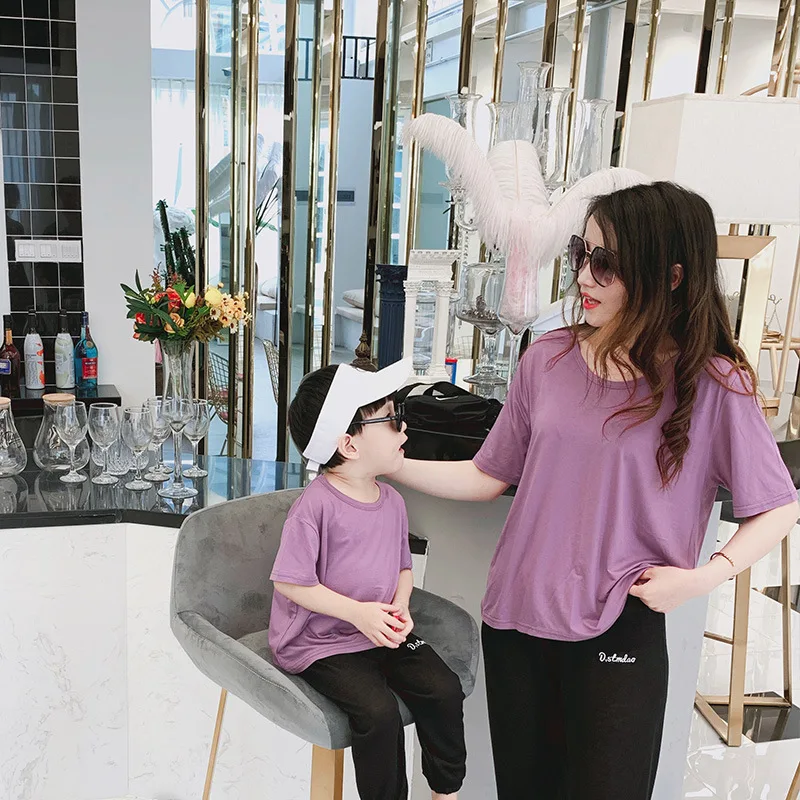

Family Matching Clothes T-shirt Mother and Daughter Son Clothes Tops Kids Baby Girl Boys Casual T Shirt Mommy and Me Outfits