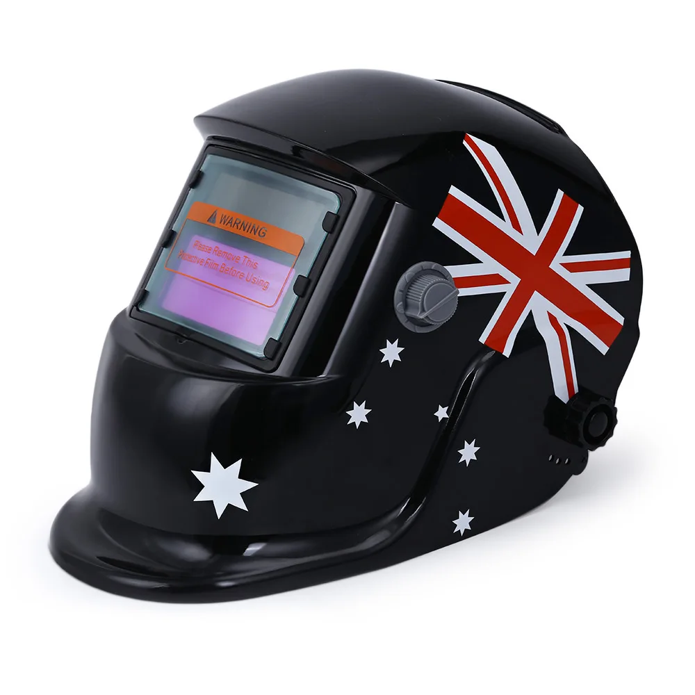 

Solar Energy Automatic Variable Light Darkening Electric Welding Helmet UK Flag Pattern Protective Mask Welder Lens Grinding Cap