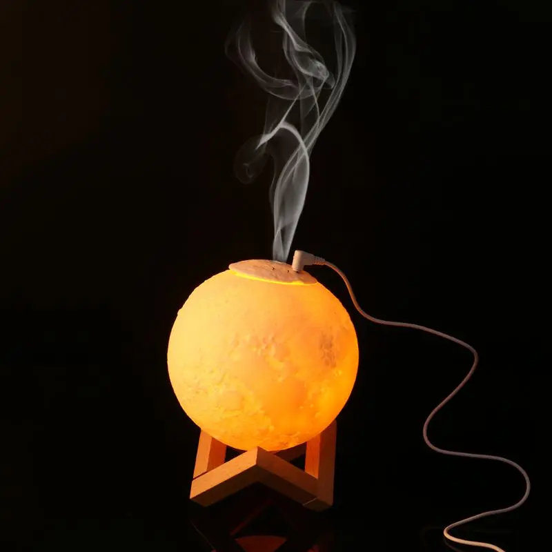 

880ML 3D Moon Lamp Air Humidifier Aroma Essential Oil Diffuser Portable Home Purifier