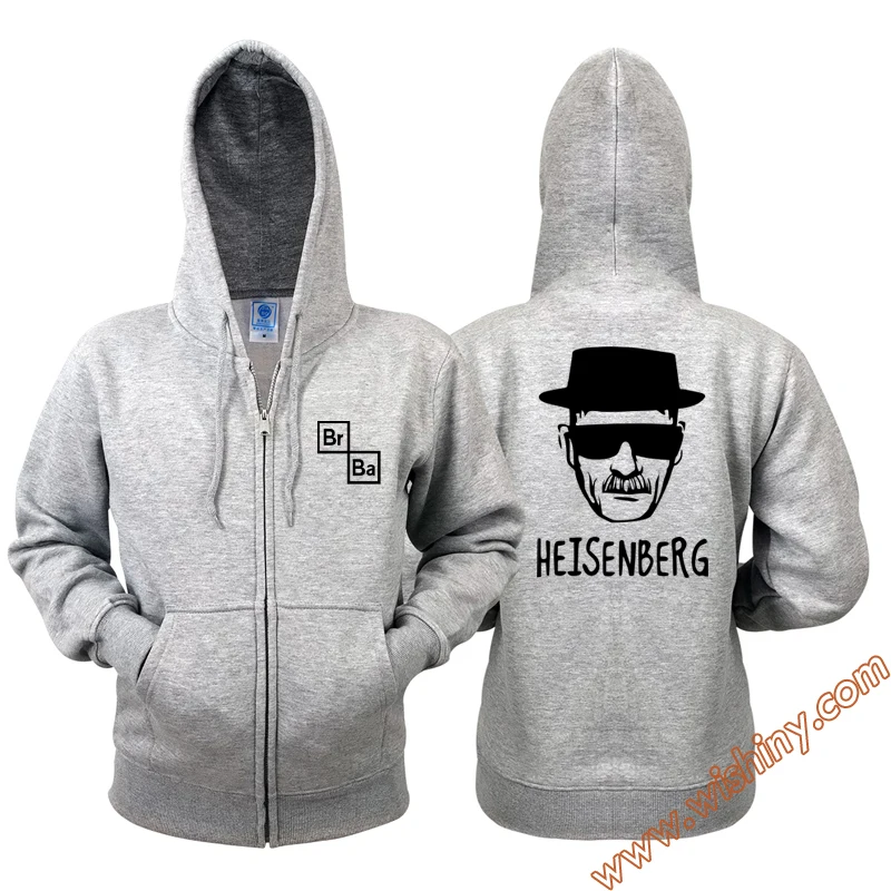 Funny Breaking Bad Walter White Hoodie Zip Zip Gray Hooded Sweatshirts For Menin Hoodies
