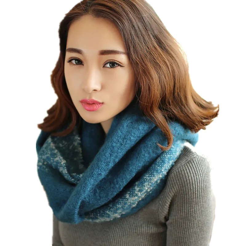 

2017 Korean Knitted Snud For Women Winter Thick Warm Faux Cashmere Stole Poncho Knitted Scarf Collar Lovers Elegant Ring Scarves
