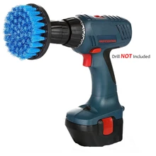 4inch Drill Cleaning Brush Power Scrubber Stiff Scrub Brush Bit Pad Bathroom Tile Tool, Blue