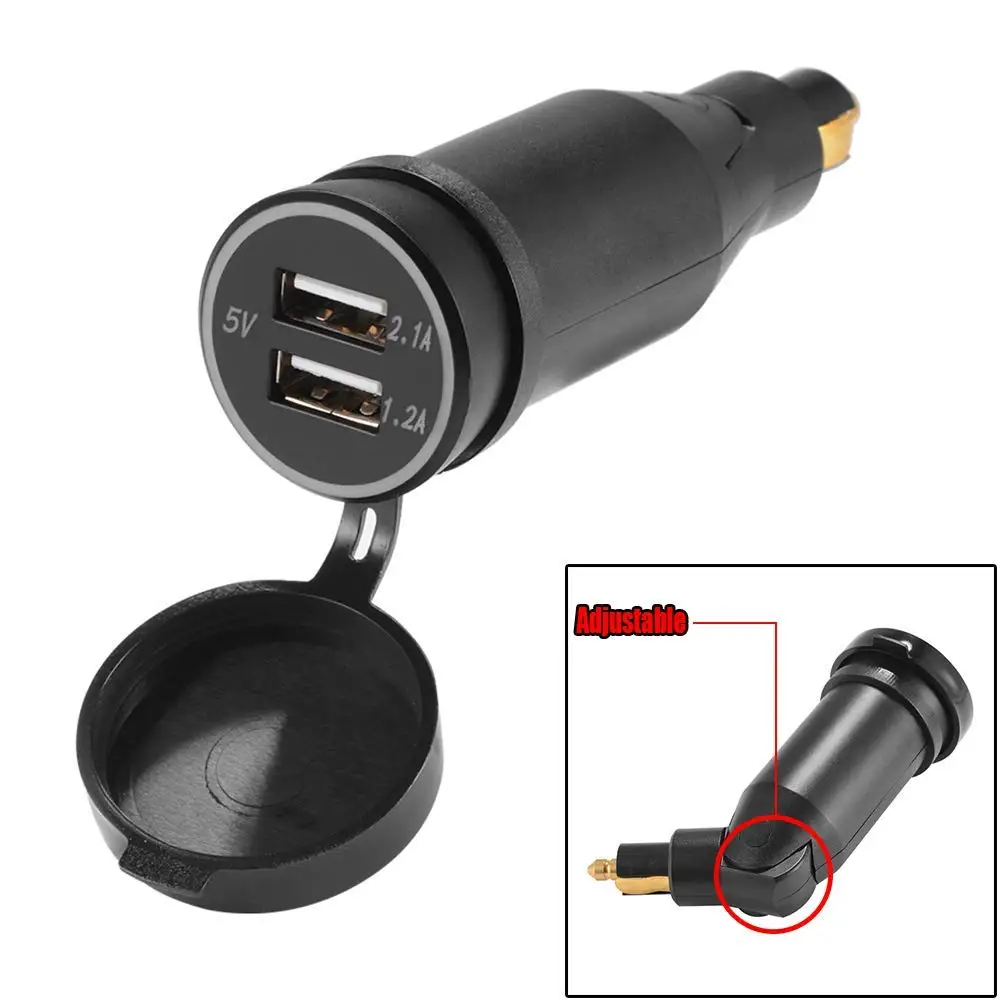 

Rotatable Adjustable 5V 3.3A Dual USB Power Adapter Plug for Motorcycle BMW Hella DIN Charger Socket