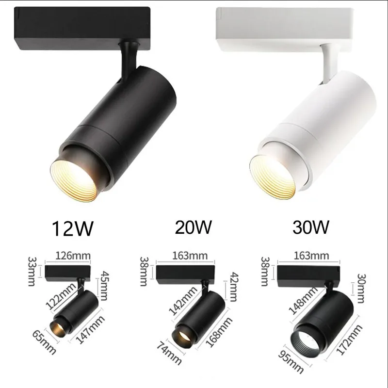 Супер яркий светодиодный cob светодиодные трековые светильники зум светодиодный фонарь 12 Вт 20 Вт 30 Вт Затемнения фокус одежда регулируемый магазин место на рельсе огни
