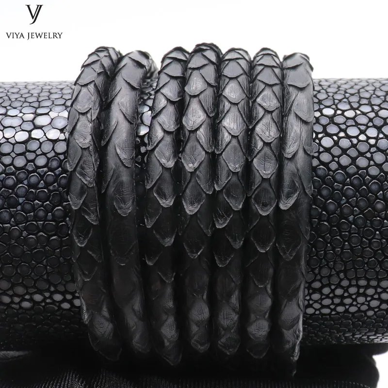 Jewelry Cord Real Black Python Leather Cords Diameter 4mm 5mm 6mm Width ...