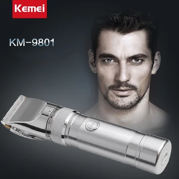 

Original KM-9801 Professional Hair Clipper Aluminum Alloy Rechargeable Electric Hair Trimmer Hair Removal Hair Cutting Machine