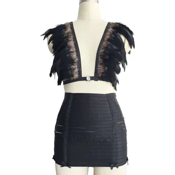

Angel Feathers Wings Fashion Epaulettes Body Harness Bondage Shoulder Feather Bra Tops Mad max Festival Rave Burning Costume