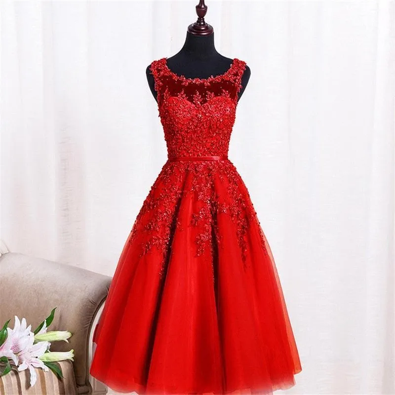 2016-Dust-Pink-Beaded-Lace-Appliques-Short-Prom-Dresses-Robe-De-Soiree-Knee-Length-Party-Evening (4)