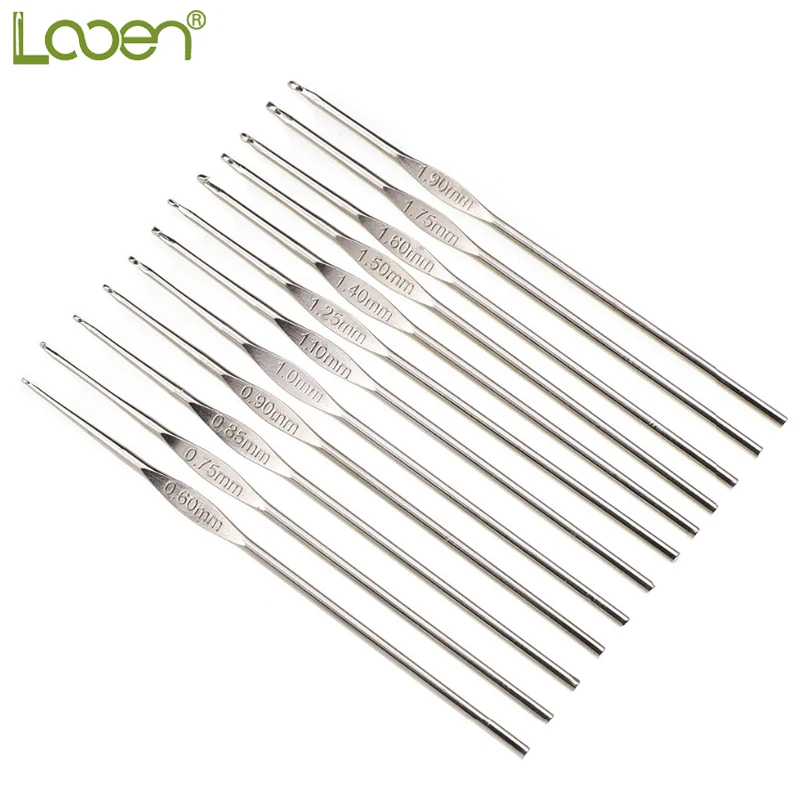 

12pcs/set Looen Small Size Crochet Hooks Set Mix Sizes Knitting Needles For Yarn Weave Tools Lace Crochet Needles Set hooks