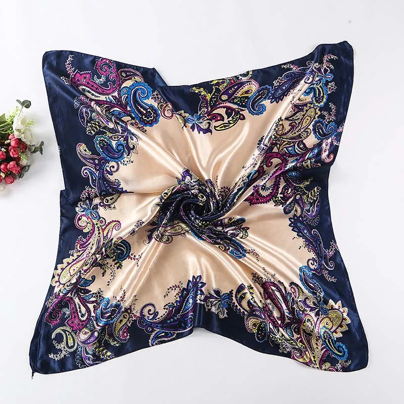 

Scarf for Women Large Spuare Scarf Simulation Silk Scarf Cashew Nuts Printing European and American Style Shawl Bandana Hijab