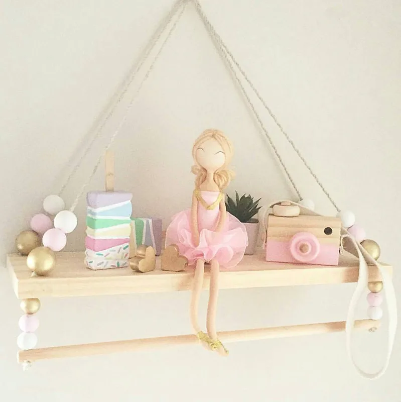 

Gold Nordic wood Rack Wall Hang Beads hanger Board Seat Child room decoration clothing Hat photography Home craft DIY INS