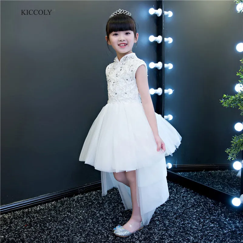 2018 White Child Princess Dress Girls Hand Beaded Cheongsam3-14T Flower Girl Catwalk Tail Dress Kid Stand collar Ball Gown Dress 2018 White Child Princess Dress Girls Hand Beaded Cheongsam3-14T Flower Girl Catwalk Tail Dress Kid Stand collar Ball Gown Dress