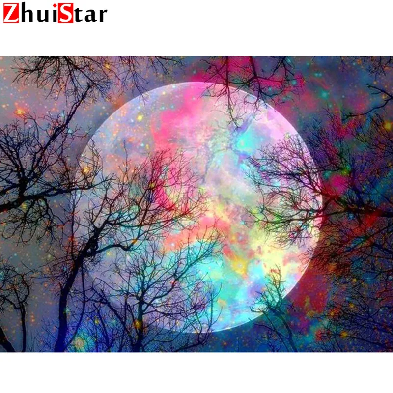 Full Square Drill 5D DIY Diamond Painting &quotmoon&amptree&quot 3D Embroidery Cross Stitch Mosaic Home Decor XY1 | Дом и сад